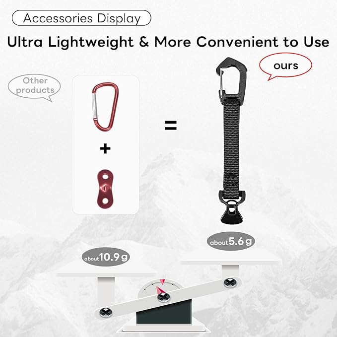 4 Pack Guy Lines-Ultralight Tent Cords with Locking Carabiner Clip, 2mm 100% Nylon Guylines Ropes for Outdoor Camping Tent Tarp,Climbing,Hiking Backpacking (Grey, 4M)