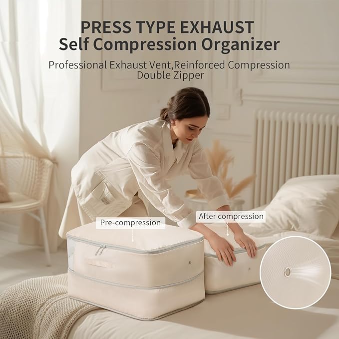 DIMJ 66L Comforter Storage Bag - 3 Pack Space-Saving Self-Compression Bags for Blankets, Duvets, Pillows, Bedding, and Down Jackets with Clear Window and Handle