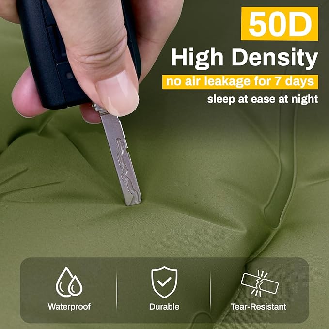 Double Sleeping Pad, Extra Thick 6 Inch Sleeping Pad for Camping 2 Person with Built-in Pillow & Foot Pump Ultralight Compact Inflatable Camping Mat for Backpacking Hiking Travel Tent Camp Gear Gifts