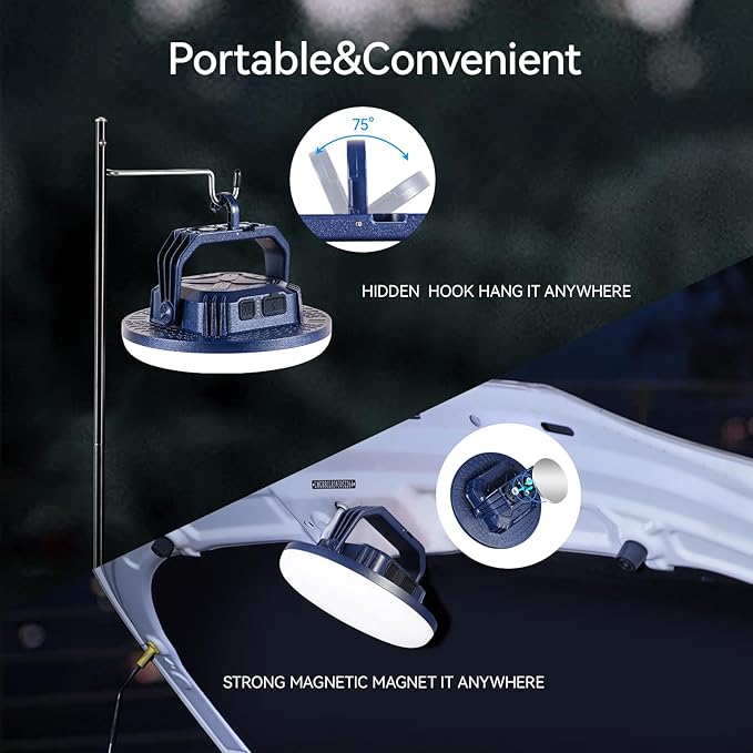 VAVOFO 42W LED Camping Lantern Rechargeable, 4000LM,180 LED with 3 Lighting Modes, 10,000mAh Portable Tent Light with Magnet, IP65 Waterproof for Emergencies , Power Outages,Hurricane (Blue)