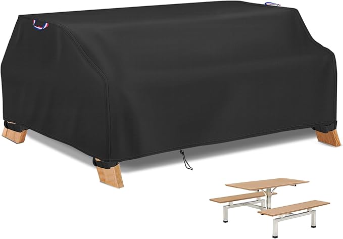 96 Inch Picnic Table Cover, Waterproof Patio Camping Table Cover for 8 ft Outdoor Picnic Table Bench Set-Weatherproof Anti-UV Picnic Bench Covers,98"L x 65"W x 30"H
