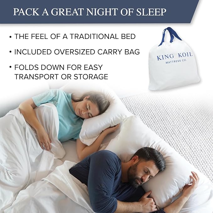 King Koil Luxury Queen Air Mattress with Built-in Pillow & Ultra-Fast Built-in High-Speed Pump, 20″ Inflatable Premium Airbed, Waterproof, Adjustable Firmness, 1-Year Manufacturer Warranty