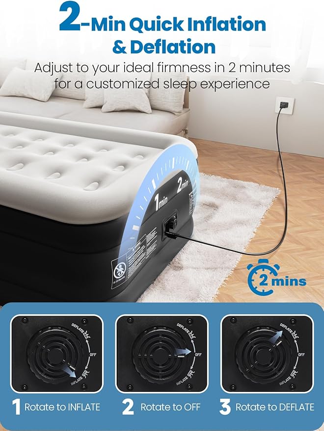 Twin XL Air Mattress with Built-in Pump, 18" Raised Comfort, 80“ Length, 48Hr Leak-Proof Test, Upgraded Honeycomb Pillar Design, Supports 500 lbs, 2-Min Inflation for Home, Guests & Camping