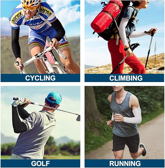 4 Pair UV Sun Protection Arm Sleeves for Men & Women,Cooling UPF 50 Arm Cover for Baseball,Cycling,Basketball