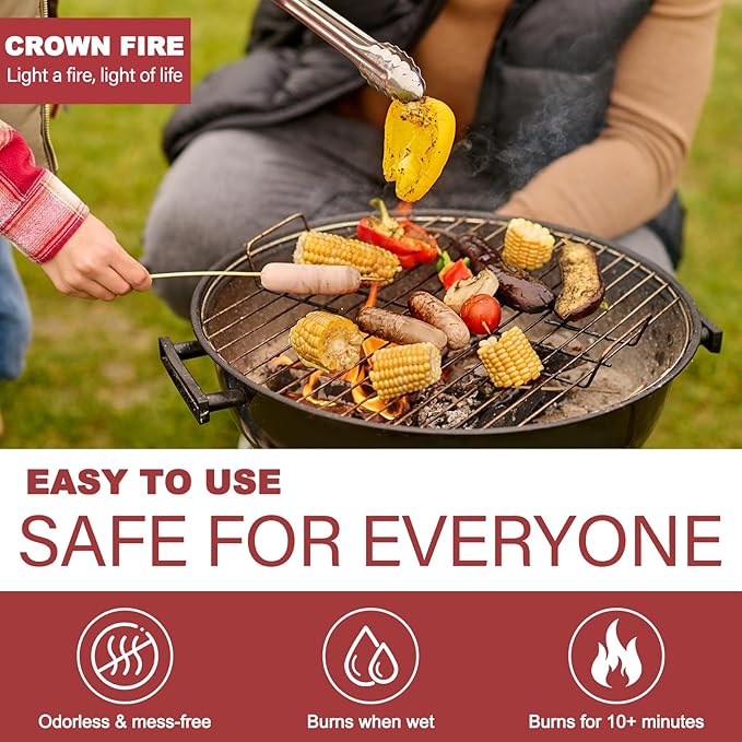 Fire Starter Cubes 64 Pcs - Fire Starters for Fireplace Indoor Outdoor Fire Pit, Chimney, BBQ Grill, Camping Fire, Wood Stove - Water Resistant and Safe Odorless Charcoal Starter - Camping Accessories