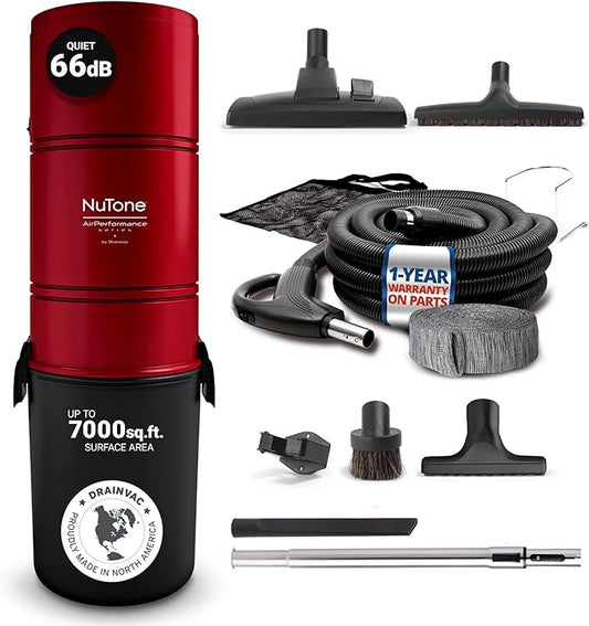 Broan-nutone 650 Air watts Central Vacuum System and Deluxe Multi-Surface Tool Set for Cleaning Floors,Carpets Anti-Vibration, Powerful Suction