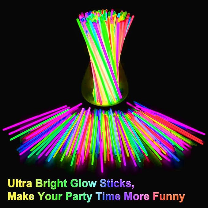 Glow Sticks, 1000 Pack 8" Glow in The Dark Light Up Sticks with 1000 Connectors for Festival Birthday Carnival Necklaces Bracelet (1000PACK)