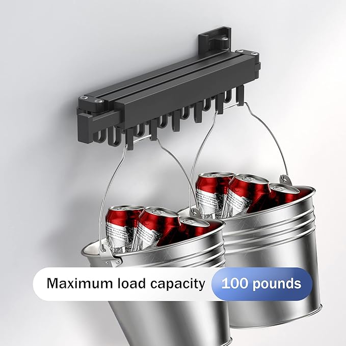 Clothes Drying Rack,Laundry Drying Rack,Wall Mounted Clothes Rack,Laundry Rack Wall Mount,Folding Retractable Collapsible Drying Rack Clothing (Three-Poles,Loop Shape Hooks)