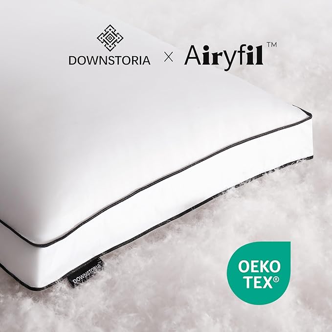 Feather Down Pillows Queen Size Set of 2 with Gusset, Luxury Hotel Collection Bed Pillow 2 Pack, Down Surrounded Gusseted Pillows for Sleeping, Soft for Side, Back Sleepers 20x30 in.