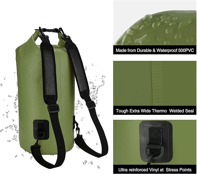 Piscifun Dry Bag, Waterproof Floating Backpack 5L/10L/20L/30L/40L with Waterproof Phone Case for Boating, Kayaking, Fishing