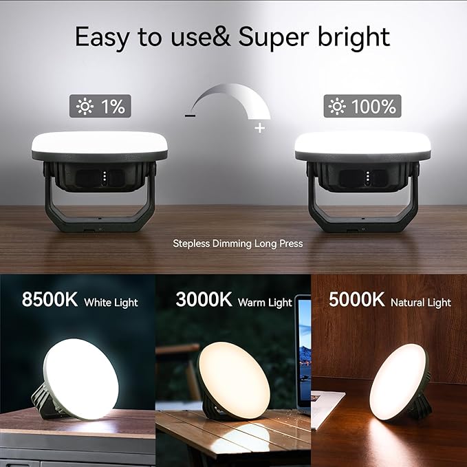 VAVOFO 30W LED Camping Lantern Rechargeable, 124 LED with 3 Lighting Modes, 3000LM, 7200mAh Portable Tent Light with Magnet, IP65 Waterproof for Emergencies, Outdoor and Indoor (Green)