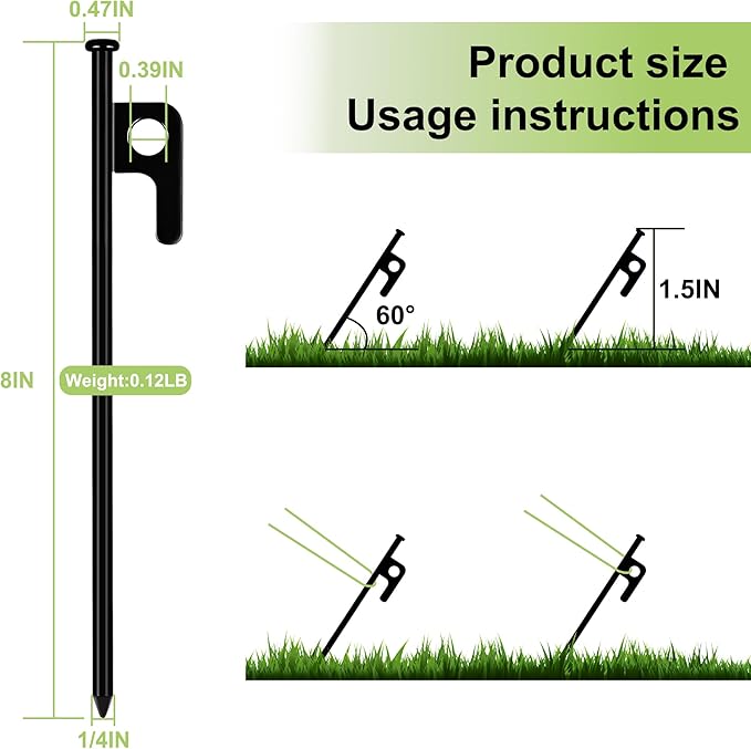20 Pack Tent Stakes Heavy Duty Forged Steel Camping Stakes for Ground Outdoor Decorations Canopy