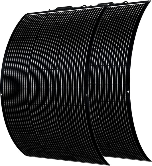 Flexible Solar Panel 300W /2PCS 150W Fiberglass Monocrystalline Lightweight Module for Off-Grid RV Boat Van Cabin Uneven Surfaces 12V/24V Battery Charge (300W Solar Panel)