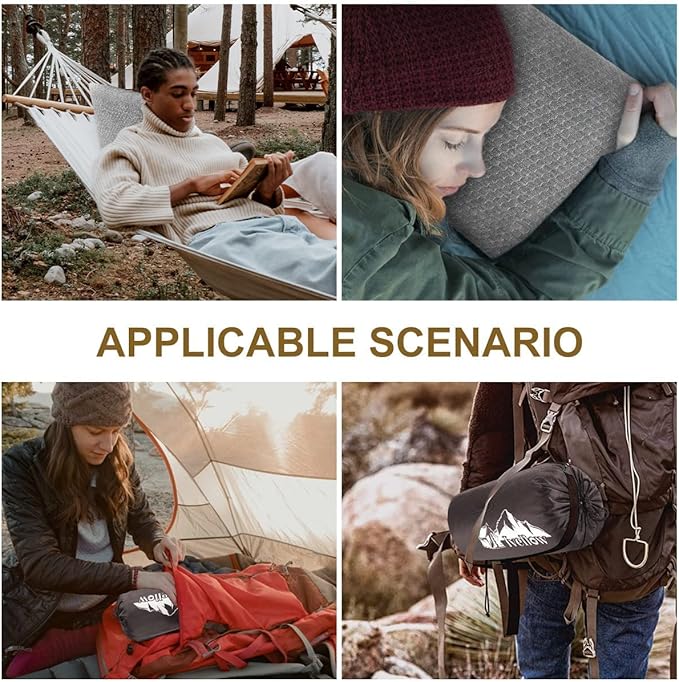 Ivellow Memory Foam Travel Pillow Compressible Camping Pillow for Sleeping Shredded Memory Foam Pillow Compact Firm Supportive Travel Pillow for Adults Kids Outdoor Backpacking Hiking Essential Gear-S