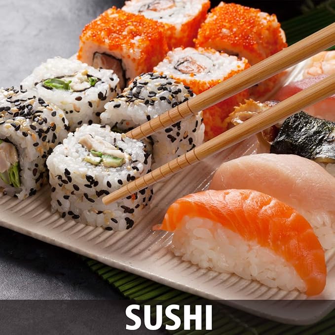 GLAMFIELDS Reusable Chopsticks Japanese Natural Bamboo Classic Style 5 Pairs Lightweight Safe Chop Sticks 8.8 Inch/22.5cm Gift Set