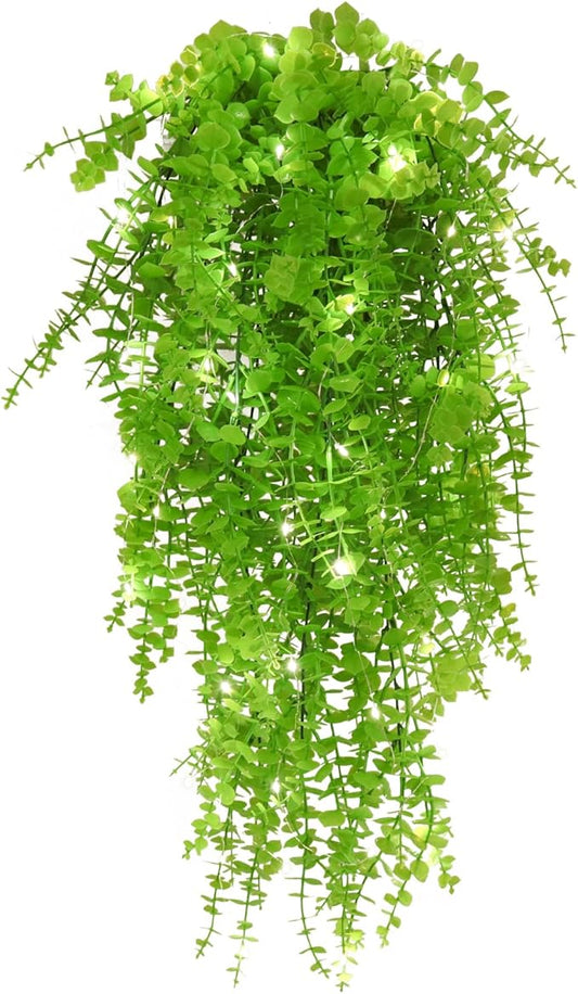 Artificial Hanging Plants Wall Decoration Faux Hanging Plants Indoor Fake Money Plants Hanging Plants Fake Plastic Plants for Indoor Bedroom Wall Home Garden Wedding Party Decorations(Light Green)