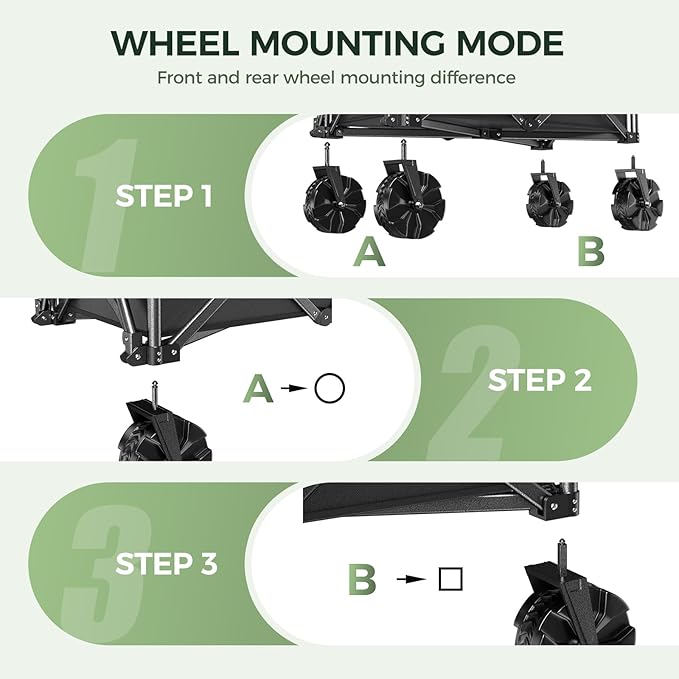 Collapsible Foldable Wagon Cart Heavy Duty,Beach Wagon with Big Wheels,Utility Grocery Wagons Carts with Side Pocket for Outdoor Garden,Camping,Shopping and Sports, Y-Black