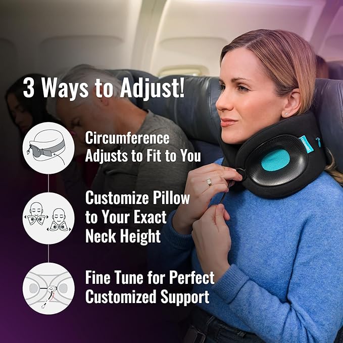 Cabeau Travel Pillow for Long Flights – Evolution X - Memory Foam Neck Support - Comfort On-The-Go for Airplane, Train, and Car (Turquoise)