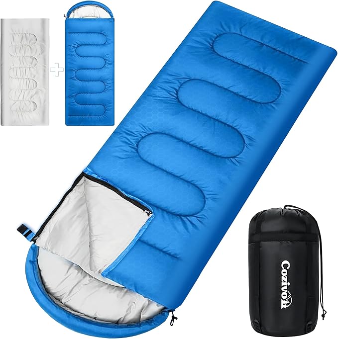 2-in-1 Detachable Sleeping Bag,Waterproof 4-Season Adult Sleeping Bags w/Removable Cotton Liner – Converts to 2 Lightweight Bags for Camping, Hiking, Travel