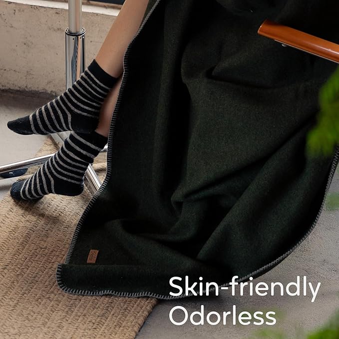 100% Wool Blanket, 62" x 86", Warm, Thick, Washable, Military Wool Blanket, Great for Camping, Outdoors, Sporting Events, Survival Kits