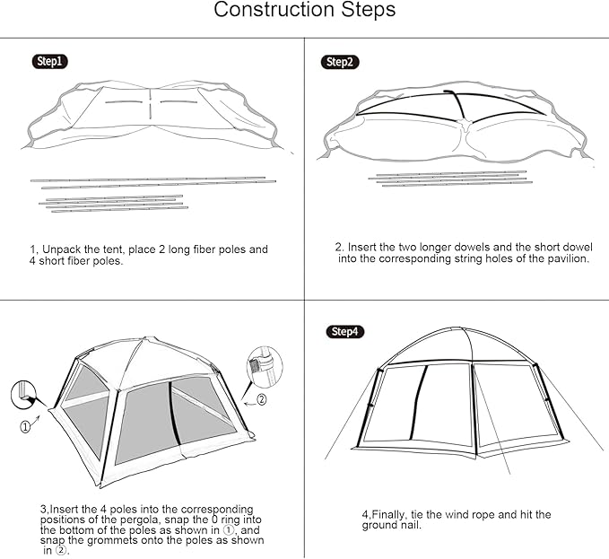 12x12 Ft Screen House Tent - Instant Pop Up Mesh Canopy Shelter with Waterproof & Sunshade Roof, Easy Setup for Camping, Backyard, Beach, Picnic, Red White