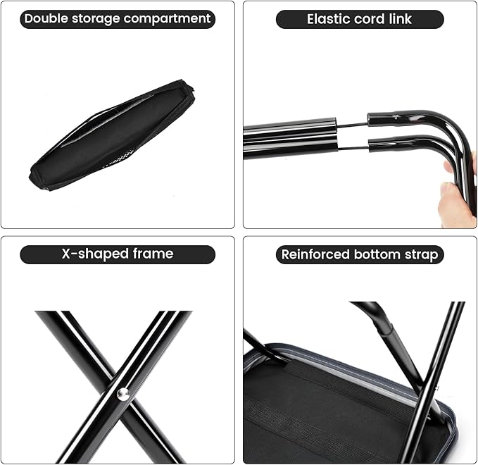 Camping Stool，Portable Foldable Shoulder Bag Stool Adult Collapsible Chairs for Fishing Outdoor Hiking 300 LBS Load