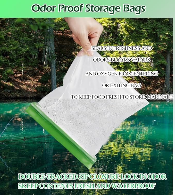 2 pack Bear Bags for Food Backpacking, Double Seal Reusable Odor Barrier Storage Bags Camping, 7.87 Mil No-Odor Zipper Barrier Bags Fit Home Organization, Food Storage,Freezer Safe (12x20in)