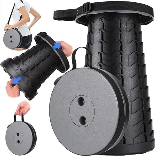 Fishboy Upgraded Collapsible Stool, 400lbs Max Weight, Lightweight But Sturdy, Portable Retractable Folding Telescoping Foldable Camping Stool for Adults Outdoor Fishing Hiking Gardening Travel BBQ