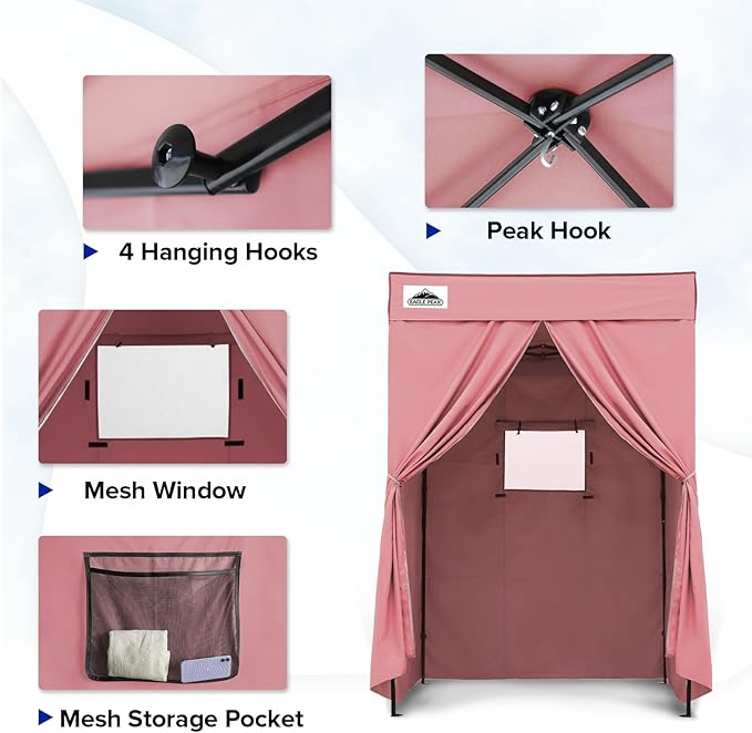 EAGLE PEAK Flex Compact 5x5 Pop-up Canopy Changing Room, Portable Privacy Dressing Room for Indoor Fashion Photoshoots, Camping, or Pool, Pink