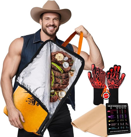 BBQ Blanket for Resting Meat-BBQ Accessories for Grilling Kit-Resting Bag for Smoked Meat-Grill Mats for Outdoor Grill Cooking Utensils Set Grilling Gifts for Men (4 Pack)