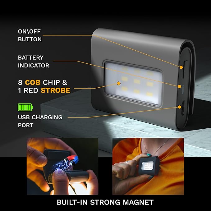 Running Light, 2Pack Reflective Running Gear for Runners, USB Rechargeable LED Light, Clip on Running Lights with Runners and Joggers for Camping, Hiking, Running, Outdoor Adventure