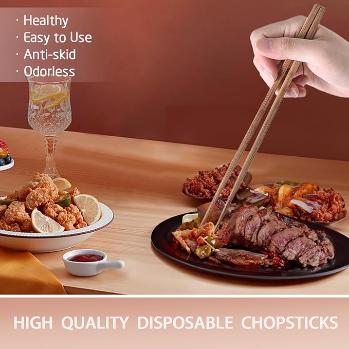 100 pairs Bamboo Disposable Separated Chopsticks With Paper Band Japanese and Chinese Wooden for Sushi Ramen Restaurant, 9.5 Inches(Brown)