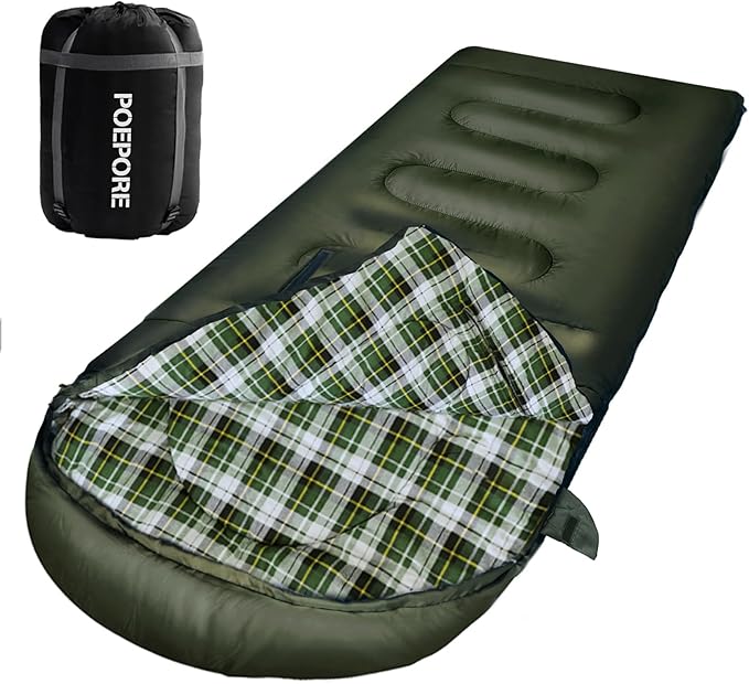 Flannel Sleeping Bag Cotton 0 Degree Cold Weather for Adults XXL Wearable Sleeping Bag 4 Seasons Waterproof with Compression Sack