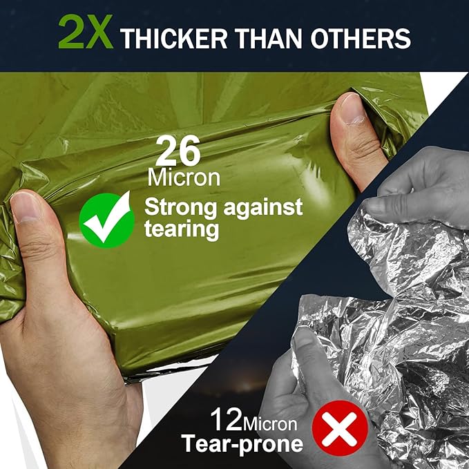 Emergency Blankets for Survival, 2-Pack/4-Pack Space Blankets, Gigantic & Extremely Thick Survival Blanket, Suitable for Outdoor Survival, Camping, and Hiking