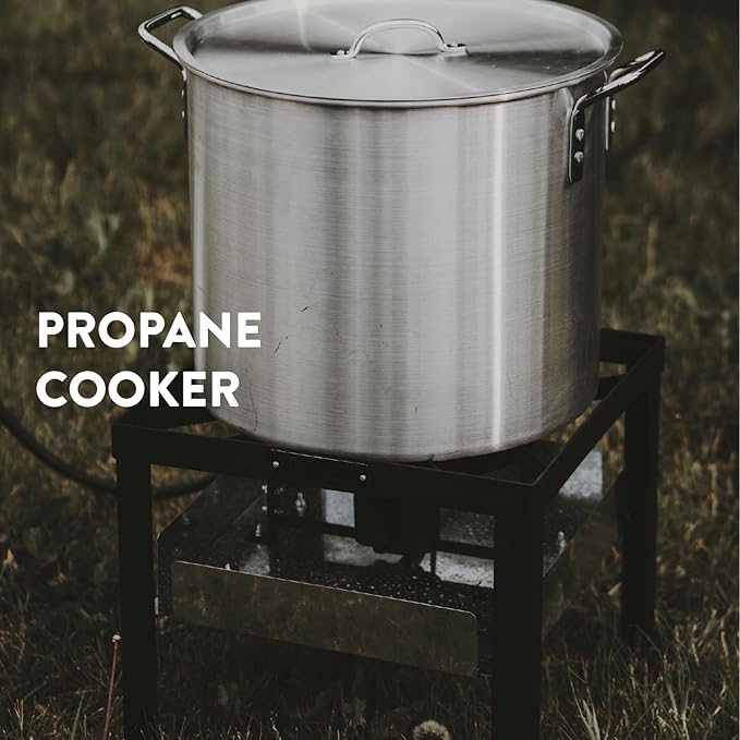 GasOne Seafood Boil Kit with Propane Burner, Propane Regulator, 100Qt Pot with Basket – Heavy Duty Construction Seafood Boil Pot for Outdoor Cooking – Easy to Clean and Durable Crab Boil Pot