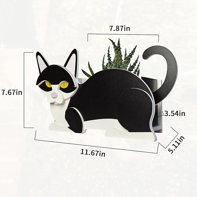 Black and White Cat Planter, Pet Shape Garden Pots Plant Pots for Indoor/Outdoor Gardens Decoration, Cute, Surprise Gifts/Souvenirs for Pet Lovers