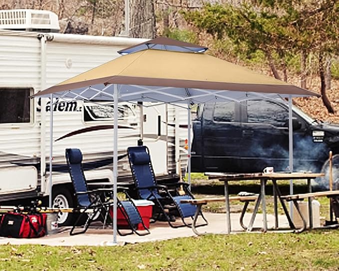 COOSHADE 13x13Ft Pop Up Canopy Tent Instant Folding Shelter 169 Square Feet Large Outdoor Sun Protection Shade(Beige)