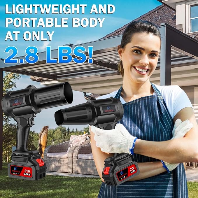 Electric Cordless Leaf Blower with 2 X 3.0Ah Batteries and Charger Included, 300000RPM Handheld Leaf Blower, Violent Leafs Blower for Lawn Care, Garage, Patio, Car