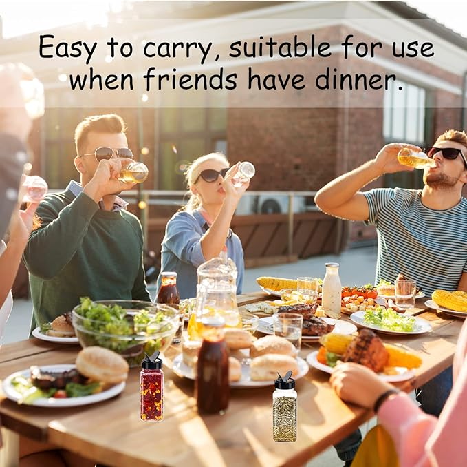 24 Pack 3.5 oz Square Plastic Spice Jars,Seasoning Containers with Black Screw Lids to Pour or Shake,Empty Storage Spice Containers for Spice,Powders,Peppers