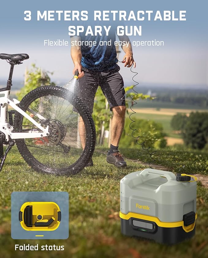 Fanttik NB8 Nano Portable Cordless Electric Sprayer w/2.1Gal Tank, Retractable Spray Head, 2600mAh Lithium Battery, IPX5, 72-98PSI, Portable Pressure Washer for Garden, Camping Shower and Pet Cleaning