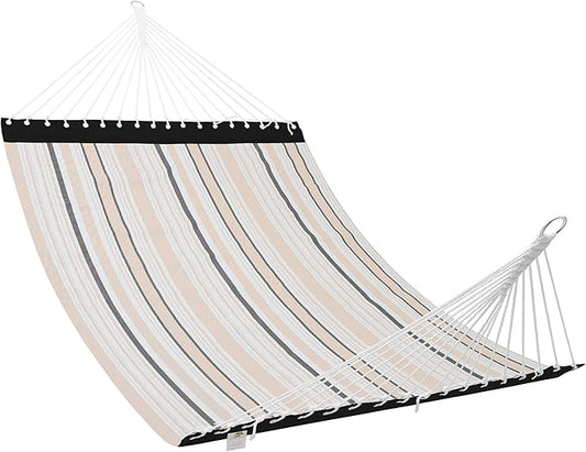 Patio Watcher 13 FT Quick Dry Textilene Hammock - Outdoor Double Hammock - Heavy Duty Hammocks for Outside - 450 lbs Capacity - Beige Black