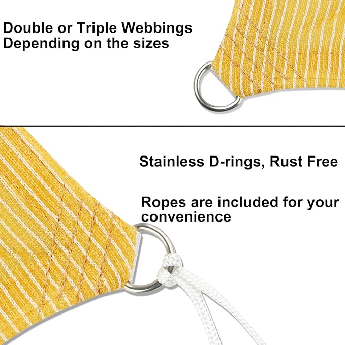 13' x 26' Yellow Outdoor Sun Shade Sail Canopy ??UV Resistant Permeable Awning Fabric for Patio, Garden, Backyard, Pergola, Carport, Lawn Shelter Cover