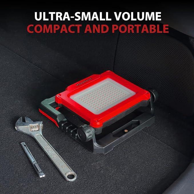 4000Lumens Work Flood Light Cordless Rechargeable Portable Led Work Lights for Automotive, Compatible for Milwaukee 18v m18, Dewalt 20v Lithium Tool Battery and Makita Battery,Red