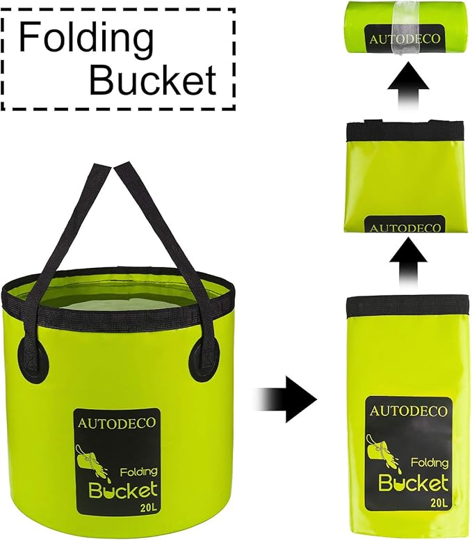 AUTODECO Collapsible Bucket 5 Gallon Container Folding Water Bucket Portable Wash Basin 20L