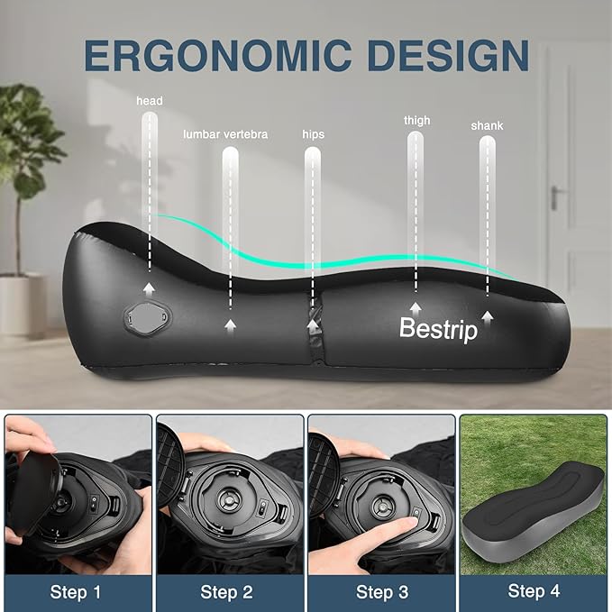 Bestrip Auto Inflatable Couch Lounger, Air Mattress Sofa Bed with Rechargeable Air Pump