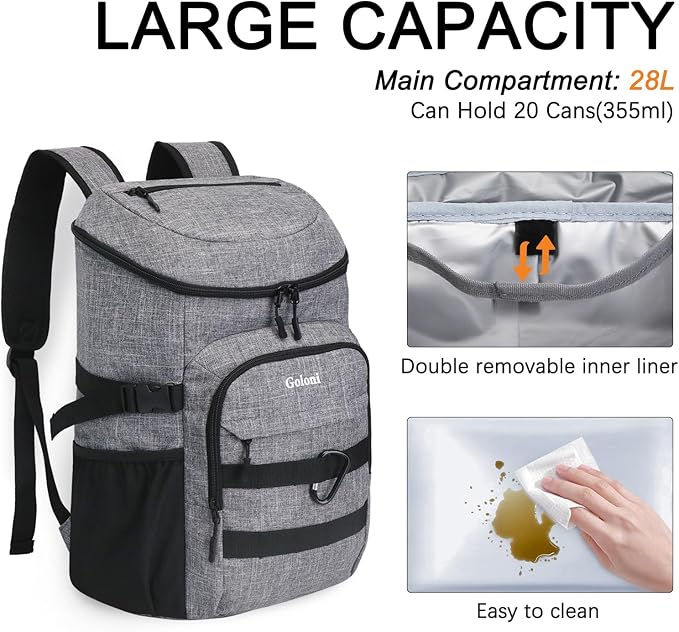 Cooler Backpack Insulated Leak Proof,Small Soft Coolers Bag for Men and Women Camping,Travel,Beach,Hiking,Picnic