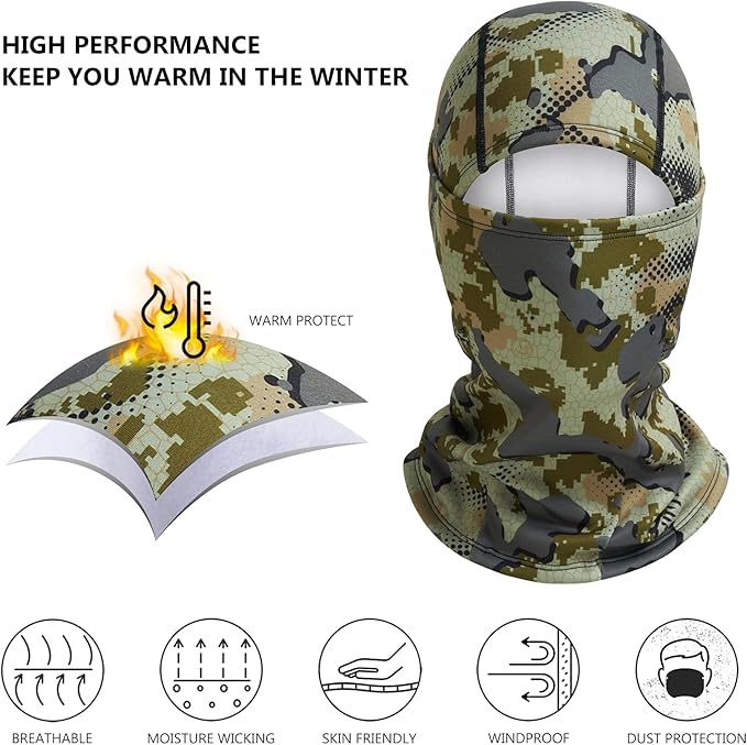 BASSDASH Winter Balaclava Fleece Ski Mask Ninja Hood Neck Warmer Fishing Hunting