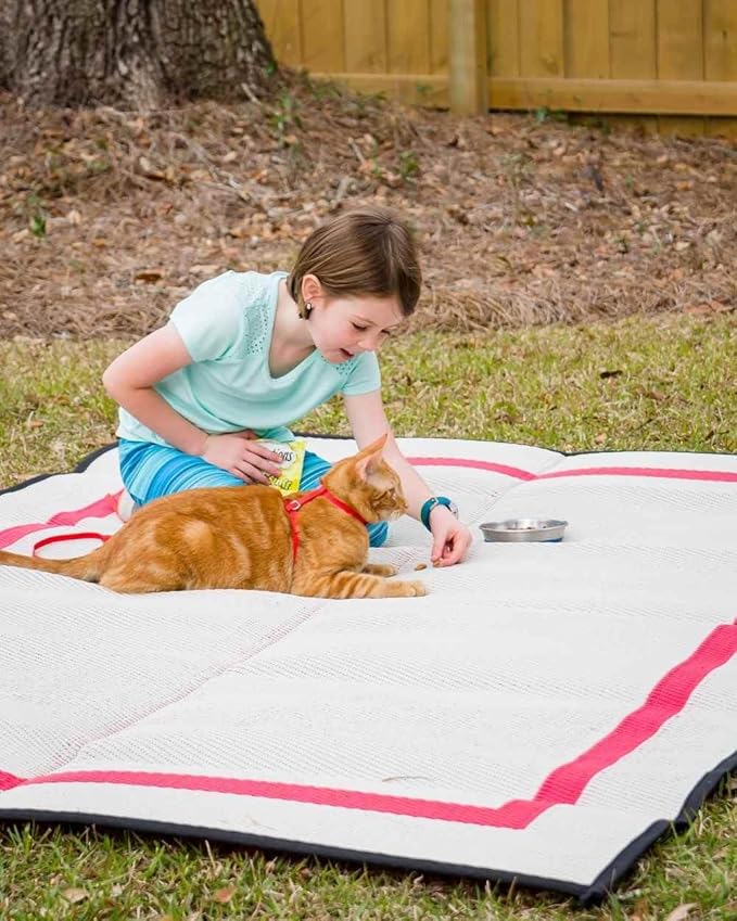 5x7 Red Outdoor RV Mat – Extra Thick 5mm Recycled Polypropylene Rug – Heavy-Duty, Waterproof, Reversible – Luxury Outdoor Rug for Camping, Patio, Beach (Red NO Carry Bag, 5'x7')