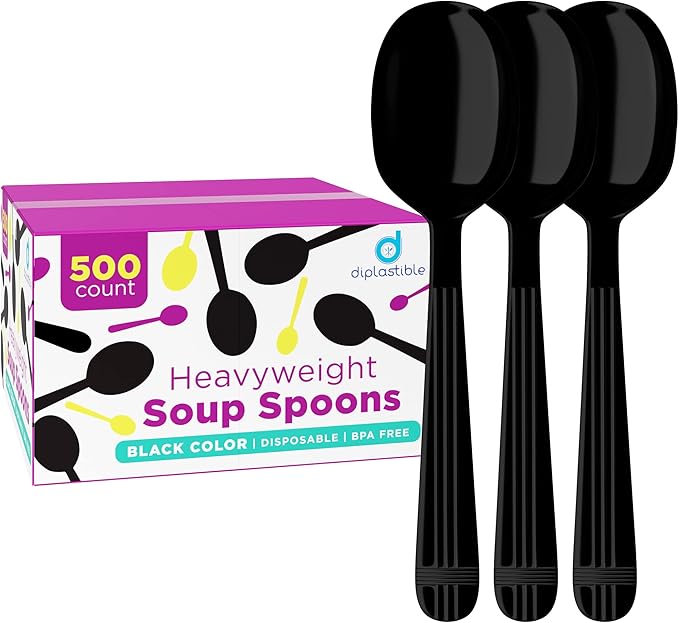 Heavy Duty Soup Spoons - Disposable Spoons - Plastic Cutlery for Parties and Events - Pack of 500