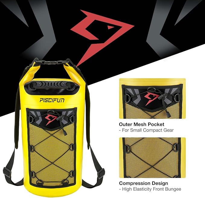 Piscifun Dry Bag, Waterproof Floating Backpack 5L/10L/20L/30L/40L with Waterproof Phone Case for Boating, Kayaking, Fishing